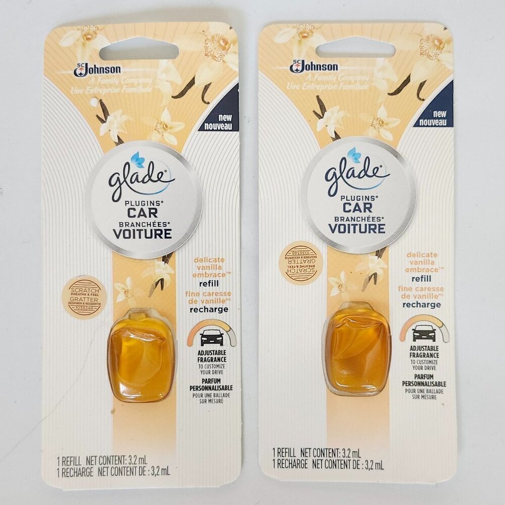 GLADE Car Plugins Refills Lot of 2 Delicate Vanilla Embrace BNIP